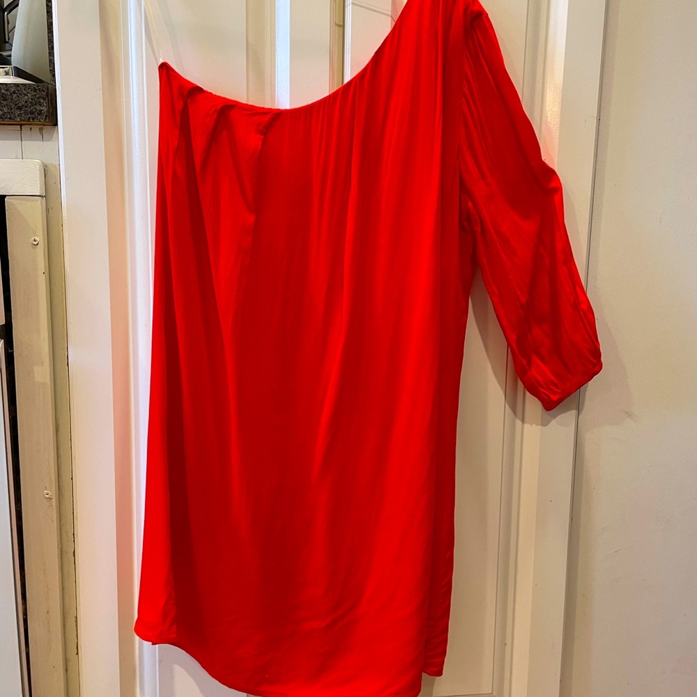 Audrey 3+1 red one-shoulder mini dress